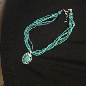 Multi Strand Turquoise Necklace with Pendant